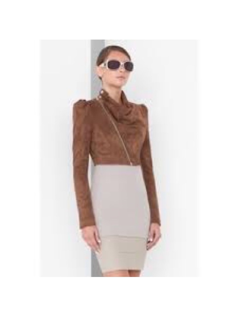 BCBG Brown Faux Suede Jacket
